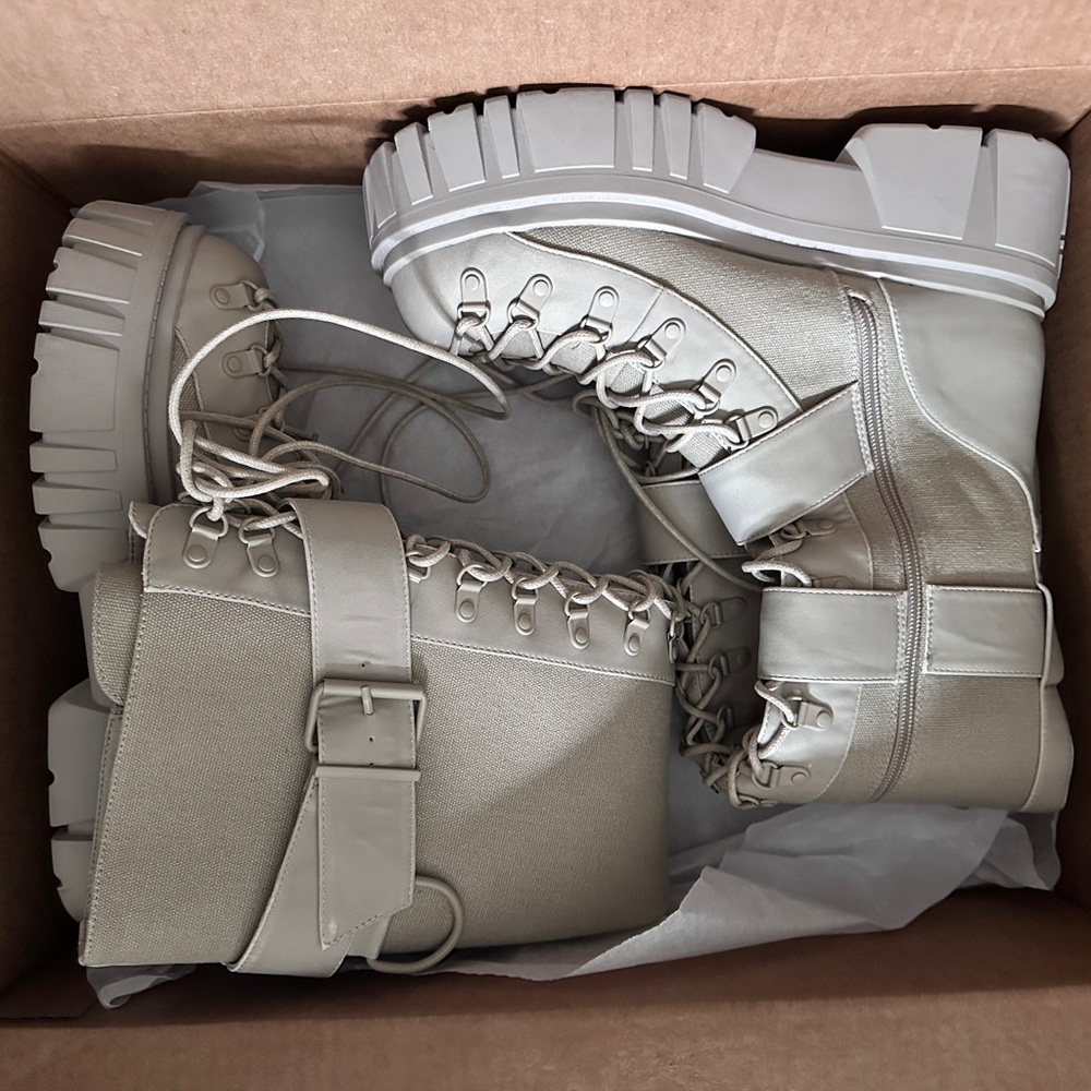 CLUBEXX WAYFARING ADVENTURE KNEE HIGH Gray Lace-Up tall Combat Boots size 11 - Picture 15 of 15